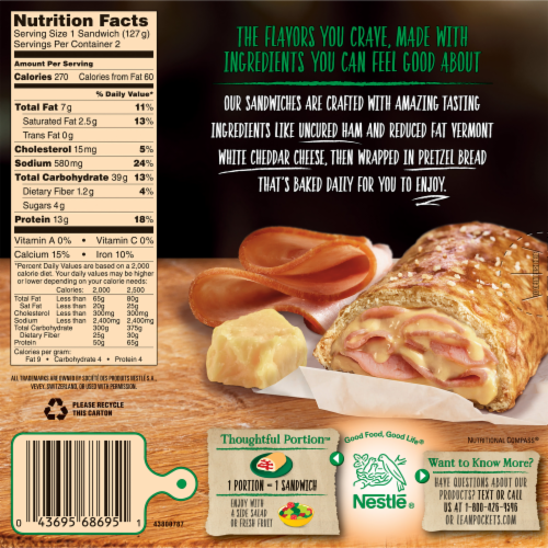 Lean Pockets Sliced Ham & White Cheddar Frozen Sandwiches Perspective: back