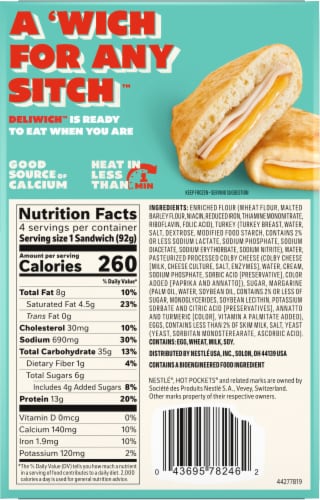 Hot Pockets Deliwich Turkey and Colby Sandwiches Perspective: back