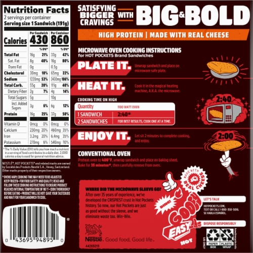 Hot Pockets® Frozen Snack Big & Bold Buffalo Style Chicken Sandwich Perspective: back