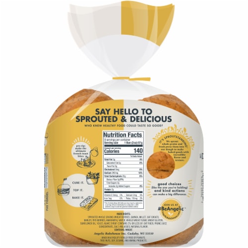 Angelic Bakehouse® 7 Sprouted Whole Grains Hamburger Buns Perspective: back