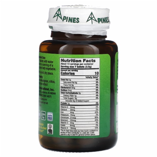 Pine's Wheat Grass 500mg Tablets Perspective: back