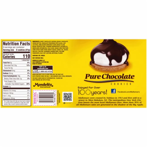 Mallomars Pure Chocolate Covered Marshmallow & Graham Cookies Perspective: back