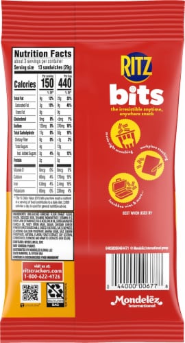 Nabisco Ritz Bits Cheese Cracker Sandwiches Perspective: back