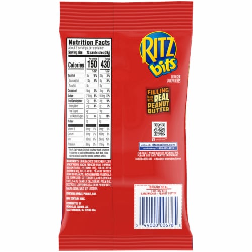 Ritz Bits Peanut Butter Cracker Sandwiches Big Bag Perspective: back
