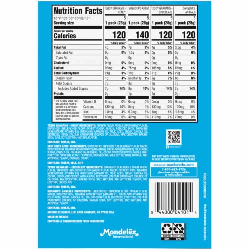 Nabisco Fun Shapes Barnum's Animal Crackers Teddy Grahams & CHIPS AHOY! Variety Pack Perspective: back