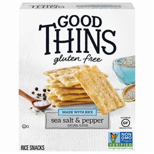 Good Thins Sea Salt & Pepper Rice Snacks Gluten Free Crackers Perspective: back