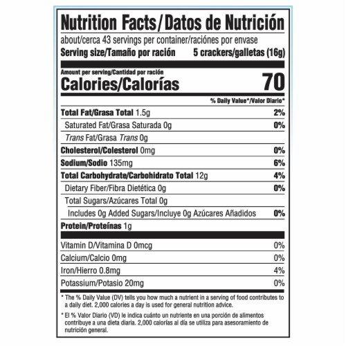 Premium Saltine Original Crackers Family Size Perspective: back