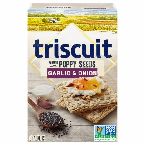Triscuit Garlic & Onion With Poppy Seeds Whole Grain Wheat Crackers Perspective: back