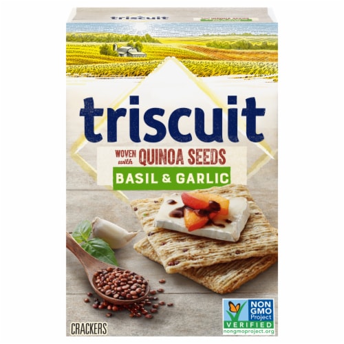 Triscuit Basil & Garlic With Quinoa Seeds Whole Grain Wheat Crackers Perspective: back
