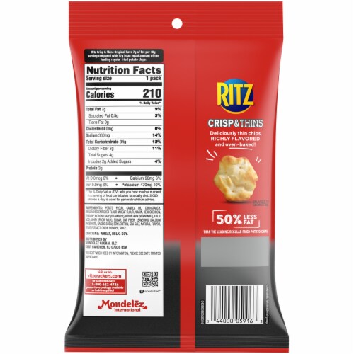 Ritz Crisp & Thins Orginal With Creamy Onion & Sea Salt Perspective: back