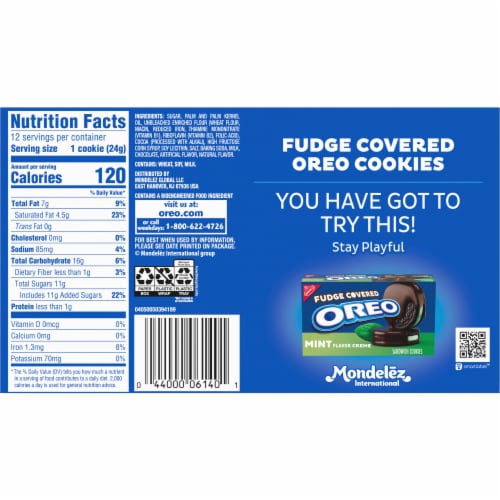 Oreo Fudge Covered Dark Chocolate Sandwich Cookies Perspective: back