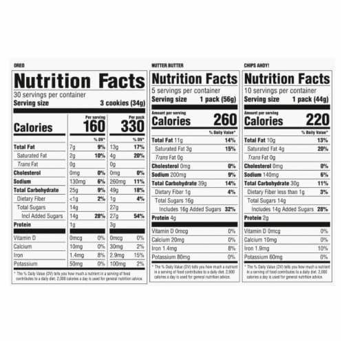 Nabisco Cookie Variety Pack with OREO, Chips Ahoy!, Nutter Butter (30 Pack) Perspective: back