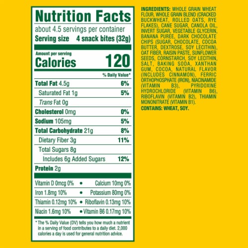 belVita Energy Bites Banana Dark Chocolate and Sunflower Seed Perspective: back