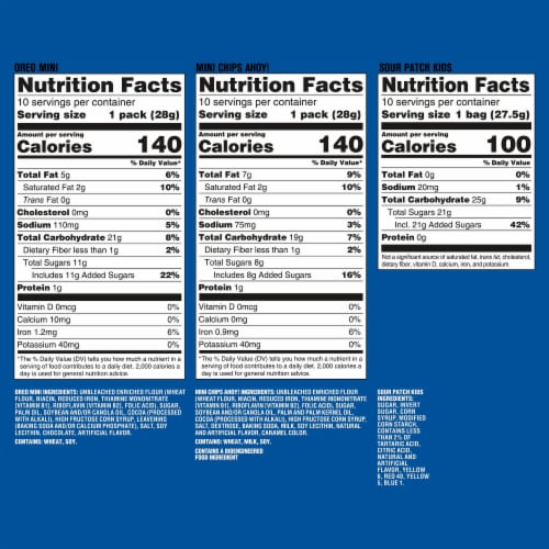 SOUR PATCH KIDS Candy OREO Mini Cookies and Mini CHIPS AHOY! Cookies & Candy Variety Pack Perspective: back