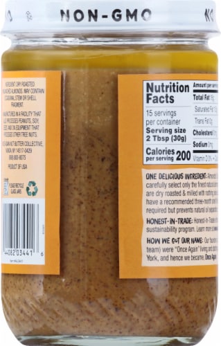 Once Again Unsweetened & Roasted Salt Free Creamy Almond Butter Perspective: back