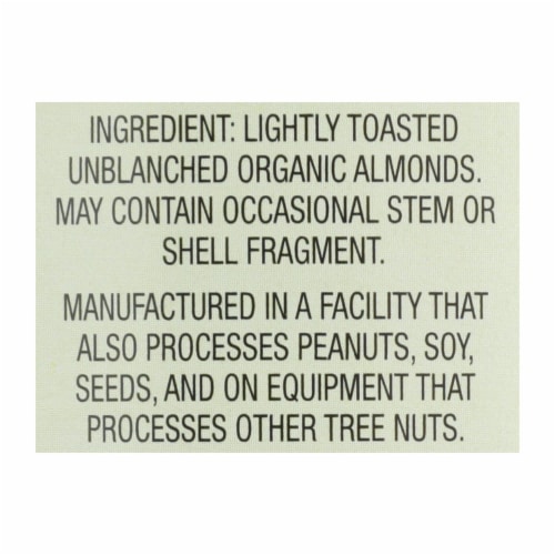 Once Again Organic Unsweetened & Lightly Toasted Salt Free Creamy Almond Butter Perspective: back