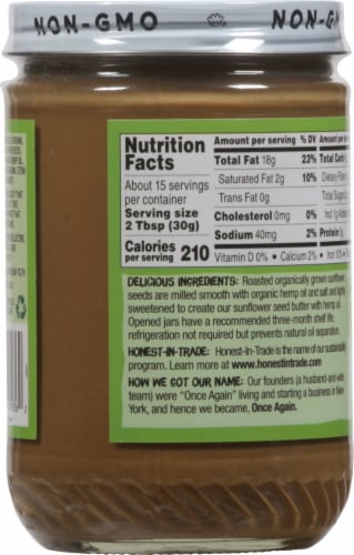 Once Again Organic Creamy Sunflower Hemp Butter Perspective: back