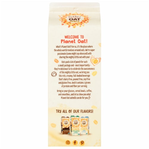 Planet Oat® Dairy Free Original Oatmilk Perspective: back