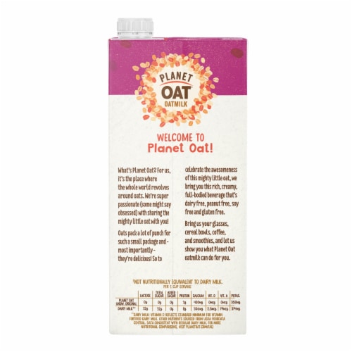 Planet Oat® Unsweetened Original Oatmilk Perspective: back