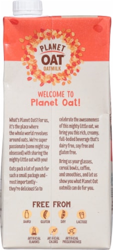 Planet Oat® Dairy Free Shelf Stable Original Oat Milk Quart Perspective: back