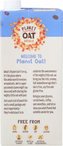 Planet Oat® Dairy Free Shelf Stable Vanilla Oat Milk Quart Perspective: back