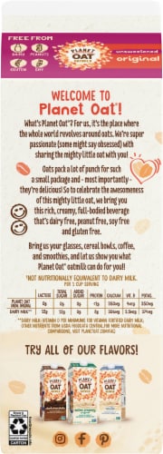Planet Oat Dairy Free Unsweeted Original Oat Milk Perspective: back
