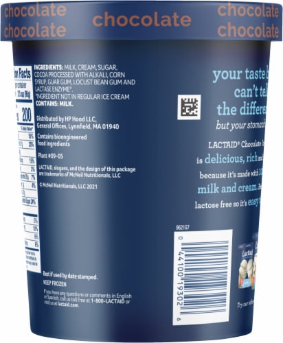 Lactaid Chocolate Ice Cream Ice Cream Tub Perspective: back