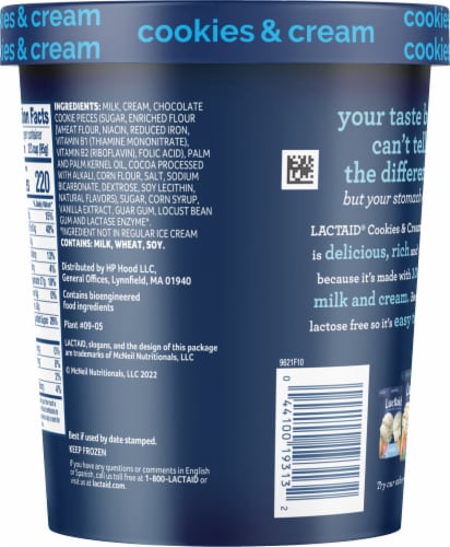 Lactaid Cookie & Cream Ice Cream Tub Perspective: back