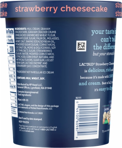 Lactaid® Lactose Free Strawberry Cheesecake Ice Cream Pint Perspective: back