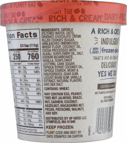 Planet Oat Cookies & Creme Oatmilk and Non Dairy Frozen Dessert Perspective: back