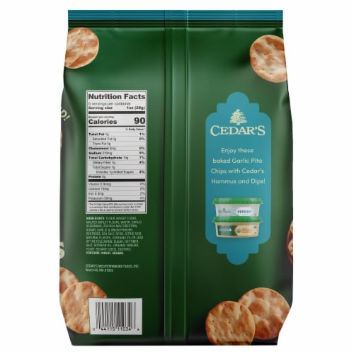 Cedar's Foods Garlic Pita Chips Perspective: back