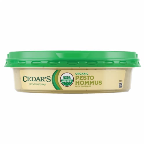 Cedar's Foods Topped Organic Pesto Hommus Perspective: back