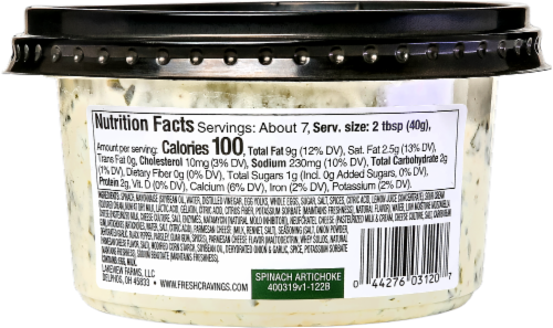 Fresh Cravings® Spinach Artichoke Dip & Spread Perspective: back