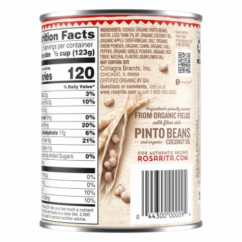 Rosarita Organic Refried Beans Canned Beans Perspective: back