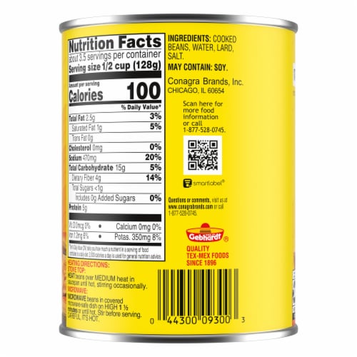 Gebhardt Mexican Style Refried Beans Perspective: back