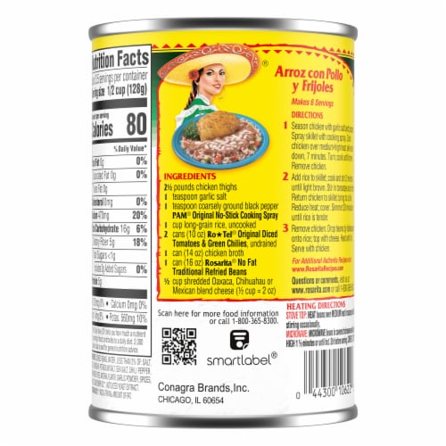Rosarita No Fat Traditional Refried Beans Perspective: back