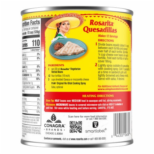Rosarita Vegetarian Refried Beans Perspective: back