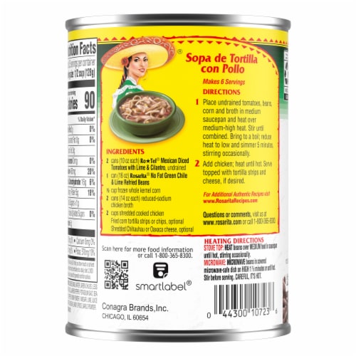 Rosarita No Fat Refried Beans With Green Chile And Lime Perspective: back