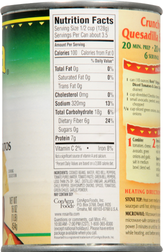 Rosarita® Zesty Salsa Refried Beans Perspective: back