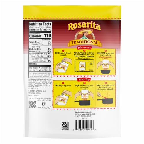Rosarita Traditional Microwavable Refried Beans Perspective: back