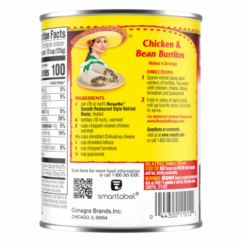 Rosarita Restaurant Style Refried Beans Perspective: back