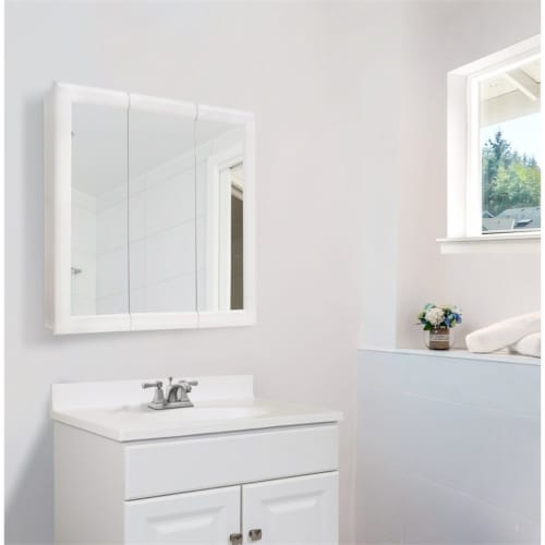 Classic 24-Inch Wood Medicine Cabinet in White Perspective: back