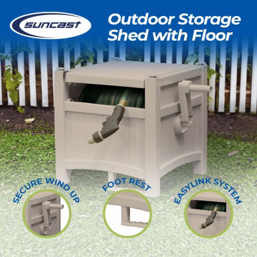 Suncast CPLPHH100D Hideaway 100' Resin Garden Hose Reel for 5/8 Hoses, Taupe Perspective: back