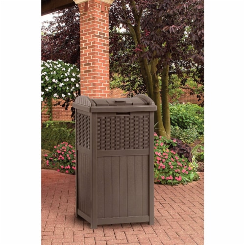 Suncast® Trashcan Hideaway Outdoor Garbage Waste Bin - Brown Perspective: back