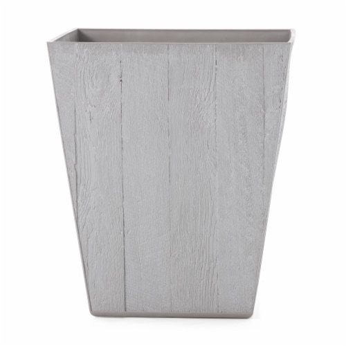Suncast 16 Inch Farmington Decorative Rustic Wood Finish Garden Planter, White Perspective: back