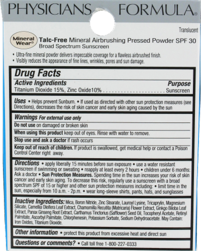Physicians Formula Mineral Wear Airbrushing 7586 Translucent Pressed Powder Perspective: back