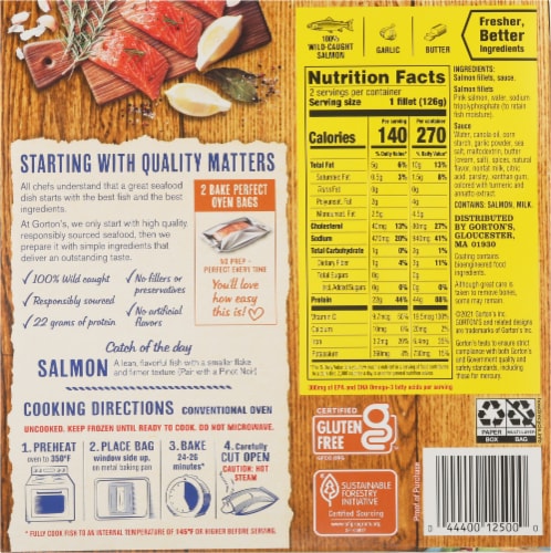 Gorton's® Simply Bake Roasted Garlic & Butter Salmon Fillets Perspective: back