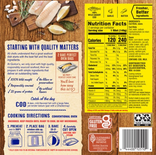 Gorton's® Simply Bake Garlic Butter Cod Perspective: back