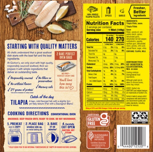 Gorton's® Simply Bake Signature Seasoning Tilapia Fillets Perspective: back