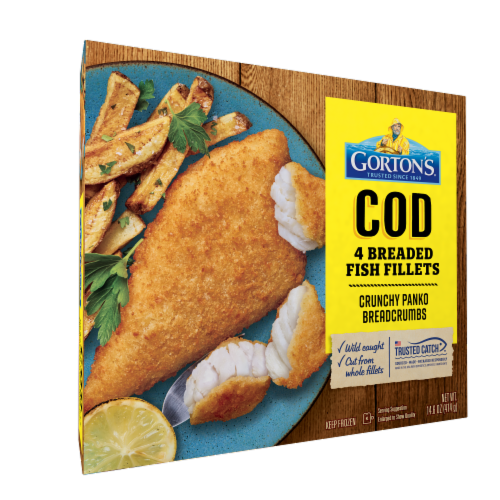 Gorton’s Breaded Fish Fillets, Wild Caught Cod with Crunchy Panko Breadcrumbs, Frozen Perspective: back